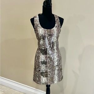 Sequin snakeskin print racer back dress